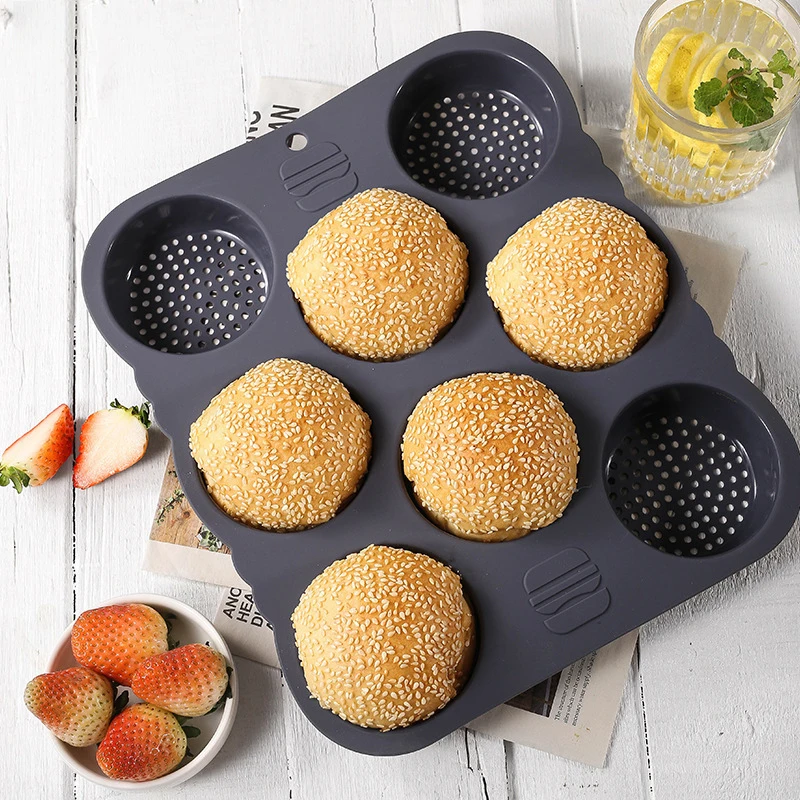 Neue Lebensmittel qualität Silikon Antihaft runde Burger Backblech Laib Pfanne 29,8x25,5x3cm