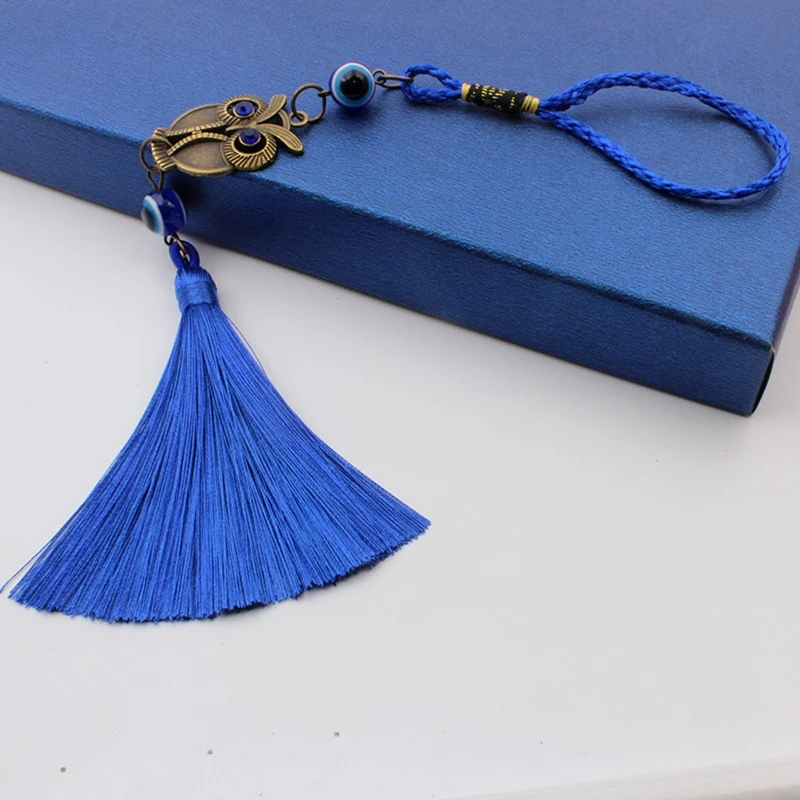 Turkish Blue for EVIL EYE Amulets Wall Hanging Pendant Home Decor Owl Tassel Ornament Home Car for Protection Good Dropshipping