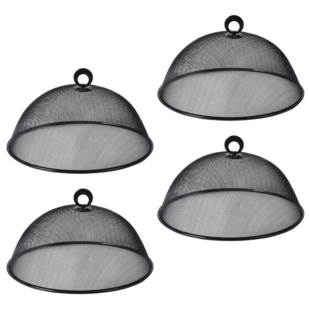 

4pcs Round Black Stainless Mesh Food Cover Steel Food Covers Mesh Dome Tent Fly Proof Dust Proof Kitchen Camping Use