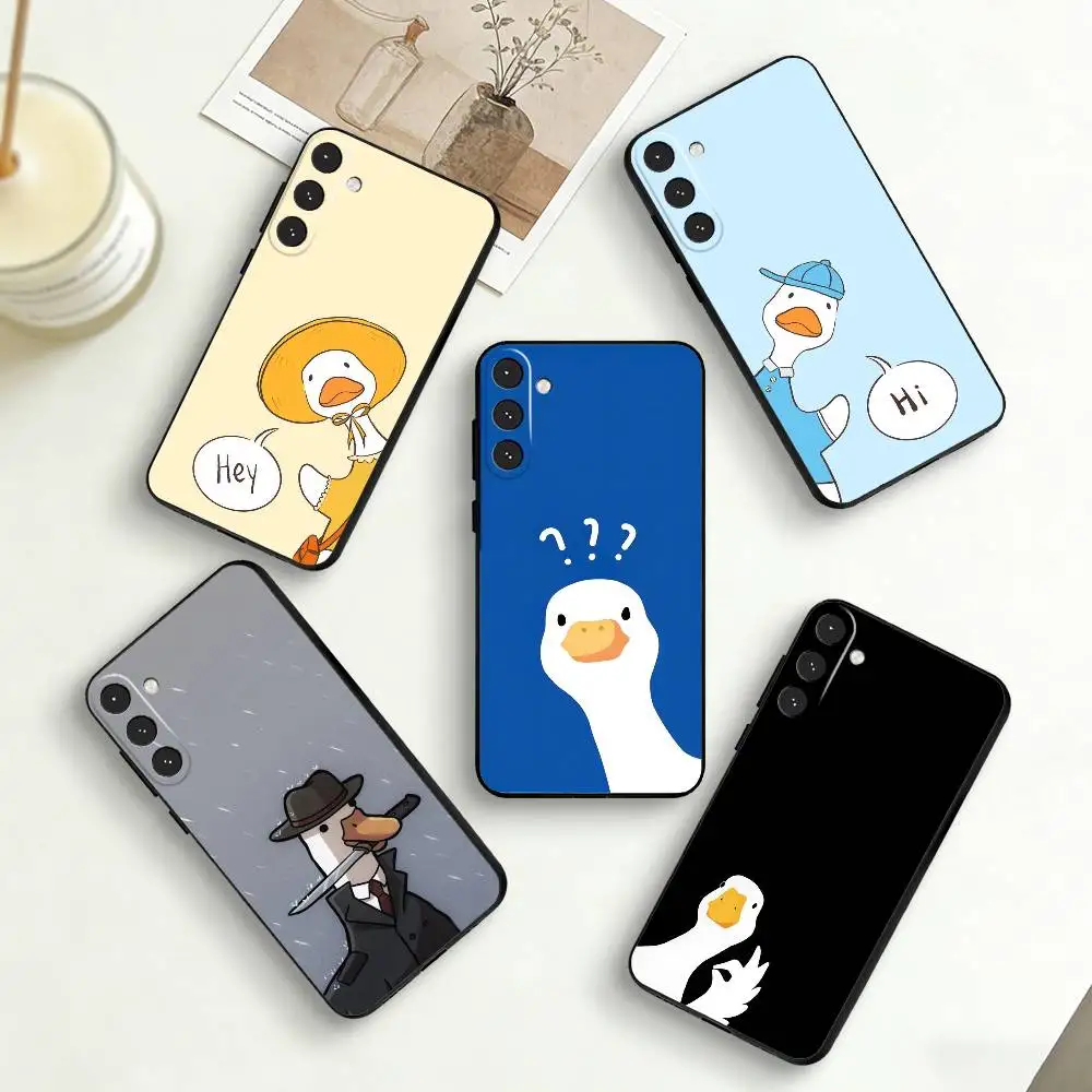 A-Abstract Cartoon Duck   Phone Case For Samsung Galaxy A73,A72,A71,A70,A53,A52,A51,Others Soft Black Cover
