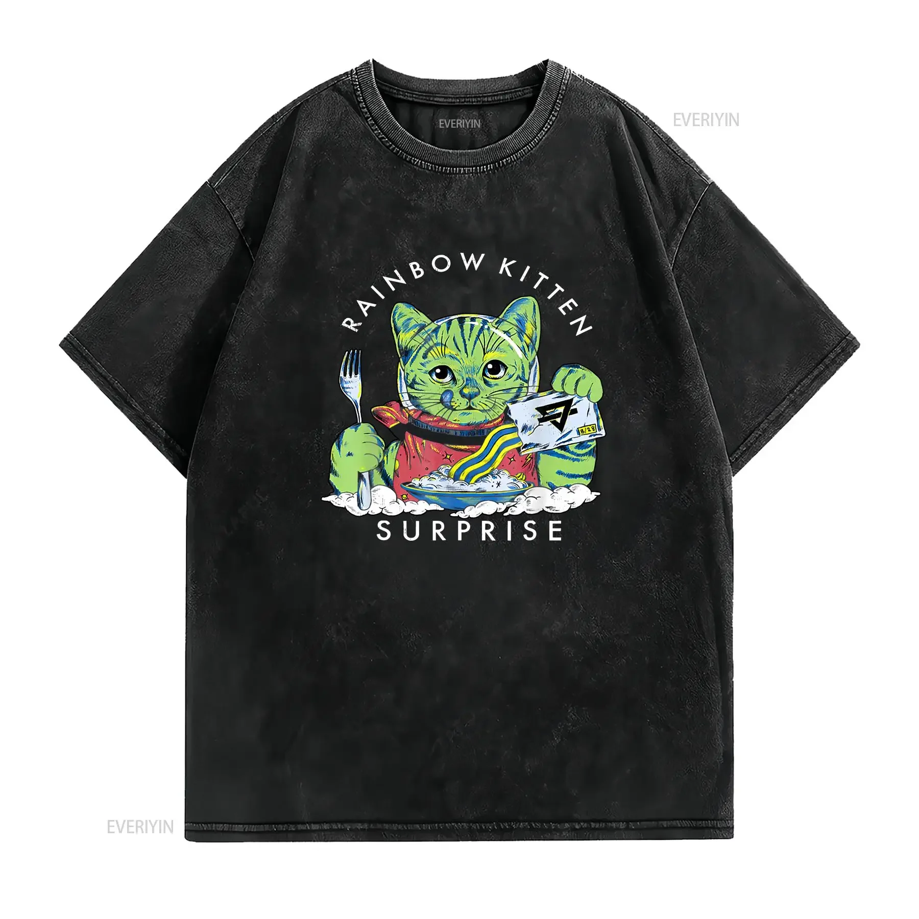 Cats Rainbow Kitten Surprise Cute Eat Retro Animals Vintage T Shirt SweaT 48273 vintage Washed Stretched Comfortable