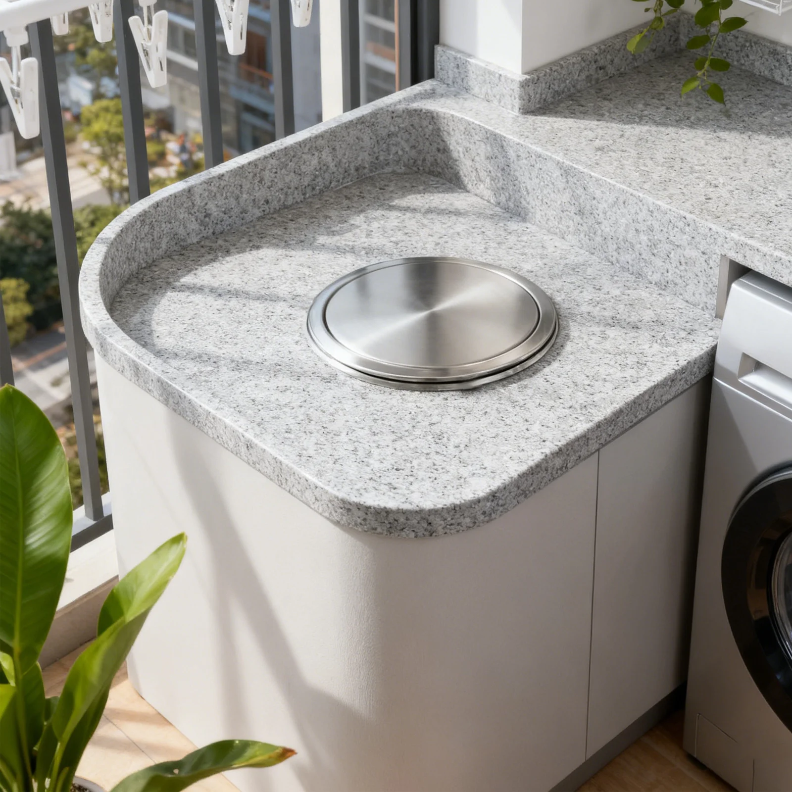 

Built-In Countertop Trash Lid 15-16Cm Stainless Steel Round Recessed Garbage Can Cover For Kitchen Bathroom Swing Lid