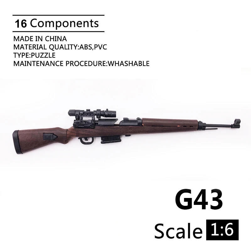 1:6 Scale G43 Semi-automatic Rifle 4D Gun Model Coated Plastic WWII Military Model Accessories for 12