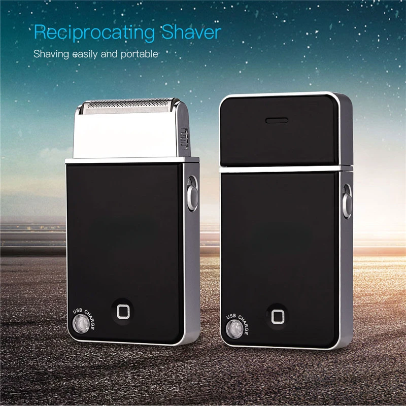 USB Rechargeable Men Electric Shaver Beard Trimmer Razor Face Shaving Machine - Reciprocating Mini Pocket Slim Foil Remover