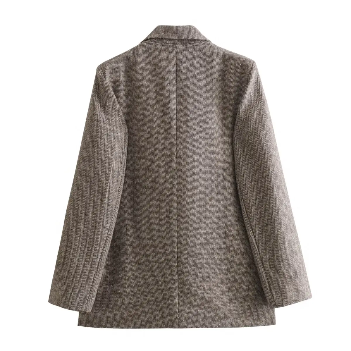 TRAFZA, chaqueta Vintage de corte recto en espiga para mujer, chaqueta con bolsillos y botones de solapa, nueva chaqueta para ir al trabajo a la moda para primavera y otoño 2025