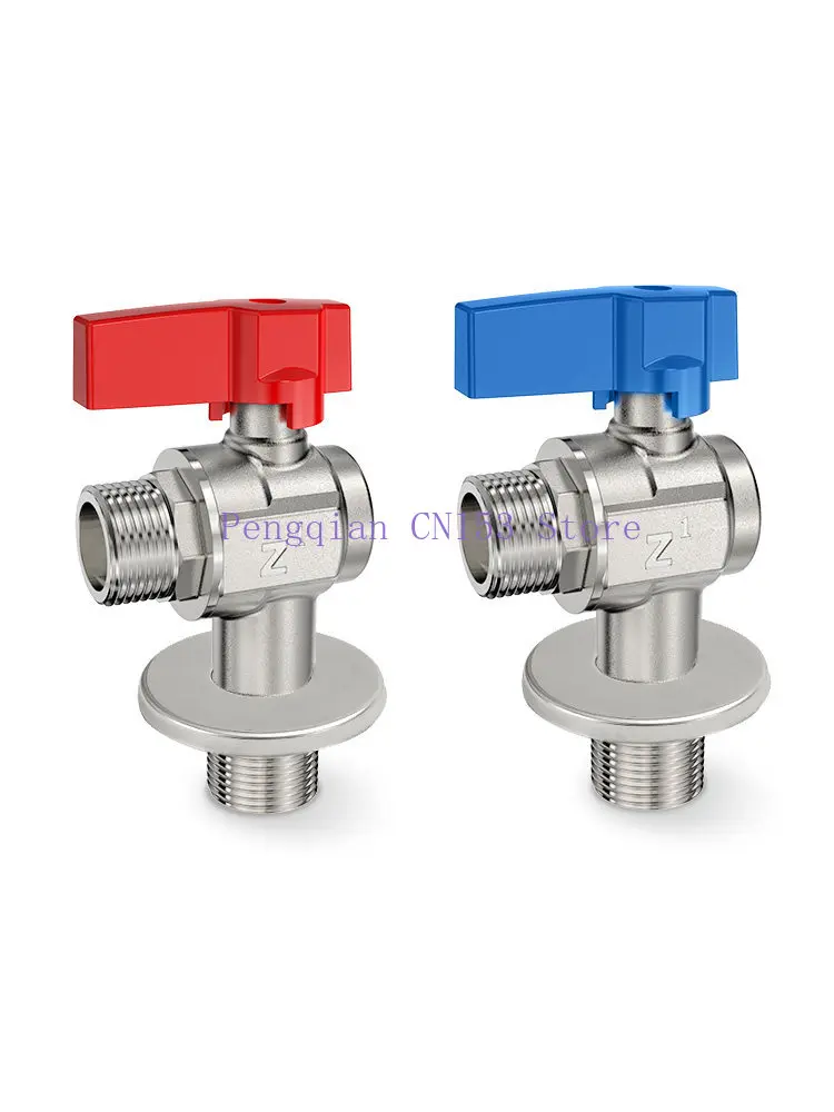 Large flow triangle valve full copper ball valve gas water heater 4/6 points ball core hot and cold water switch