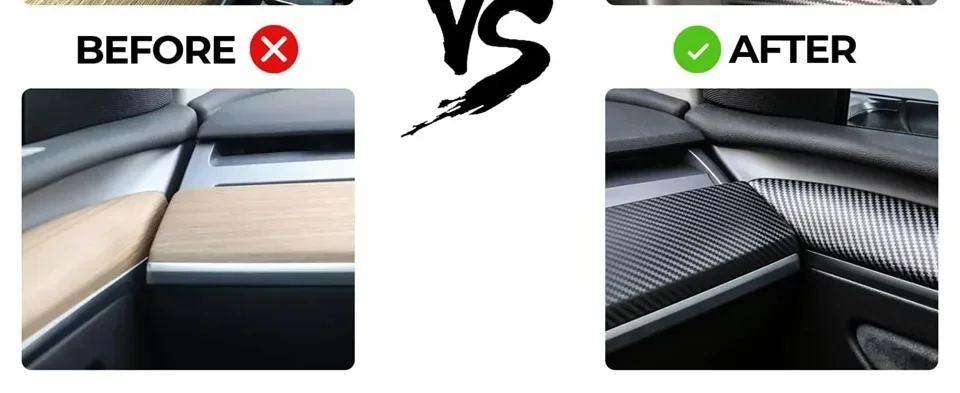 Auto Dashboard Abdeckung Für Tesla Modell 3Y Tür Dash Trim Panel Carbon Fiber ABS Innen Zubehör Aufkleber 2021-2024 Neue – Detail 7