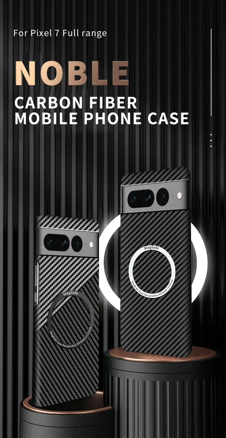 2023New Luxury Carbon Fiber Texture Pattern Magnetic Ultra Slim Case For Google Pixel 7 Pro Matte MagSafe Ring Armor Cover Coque