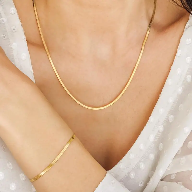 high quality wholesale stainless steel gold chain Necklace for Women Blade chain choker necklace jewelry