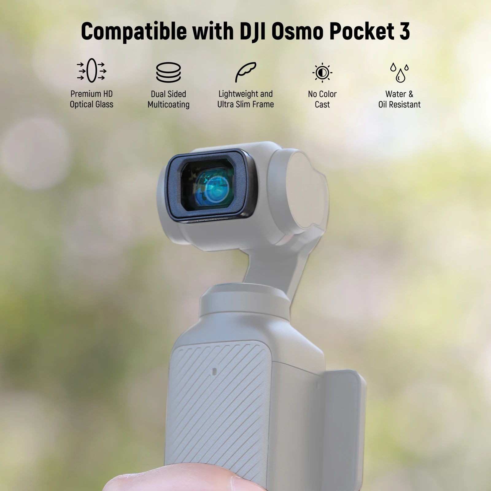 NEEWER 0,75X Sudut Lebar & 2X Set Lensa Makro Kompatibel dengan Aksesori Kombo Pencipta DJI Osmo Pocket 3, 108 °   FOV