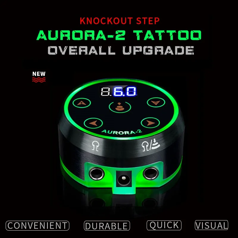 Aurora 2 Tattoo Power Supply Upgrade Digital LCD Power With Adaptor for Coil & Rotary Tattoo Gun Machines Dual Input Power