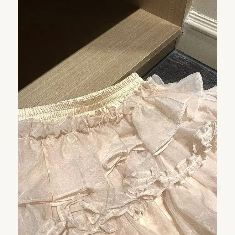 Spódnica Lolita Light Breath Sweet Cute Ballet Troupe Ball Grown Ruffle Lace Slim Fit Mini Cake Skirts Y2K Odzież damska Koreański