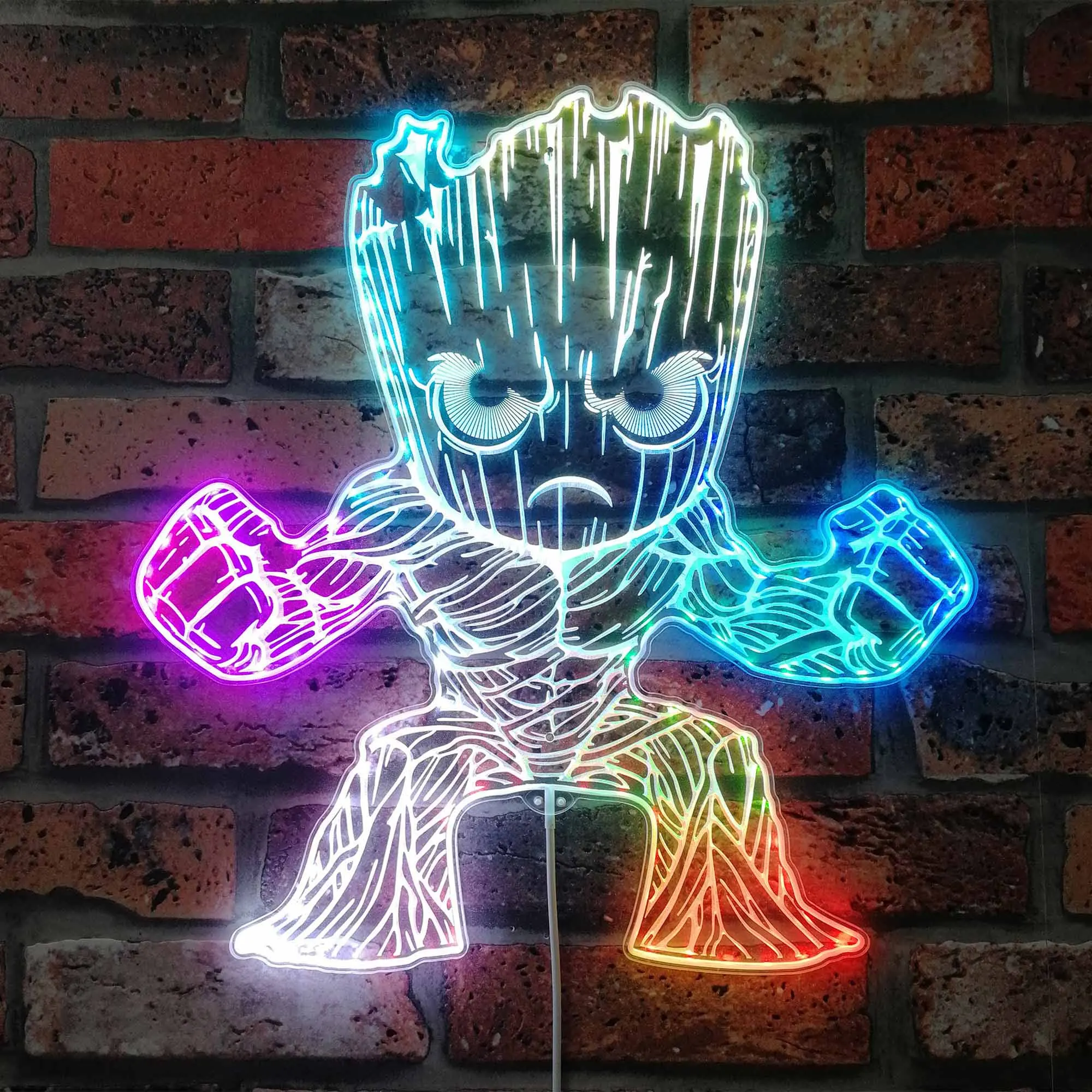 Groot Dynamic Edge RGB LED Light Sign, Game Room Decor, Gaming Night Light