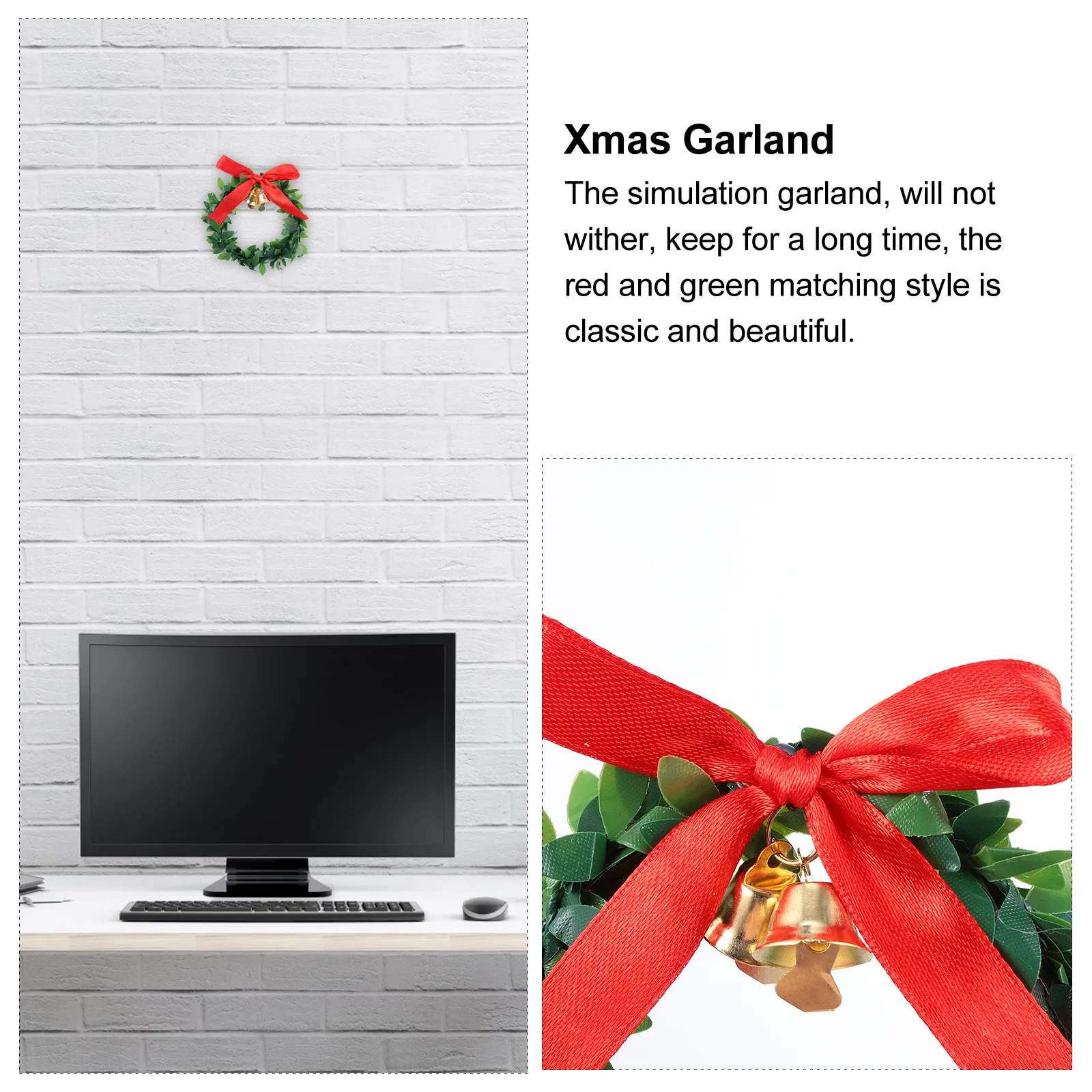 

10Pcs Leaves Garland Simulation Christmas Wreath Door Wall Hanging Decoration Xmas Garland Christmas Adornment Festival Ornament