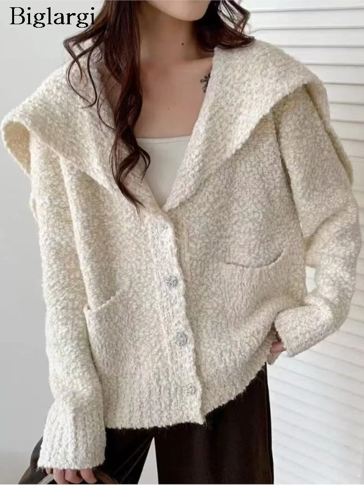 

Knitted Autumn Cardigan Women Casual Loose Korean Style Ladies Cardigans Long Sleeve Fashion Woman Sweater Coats