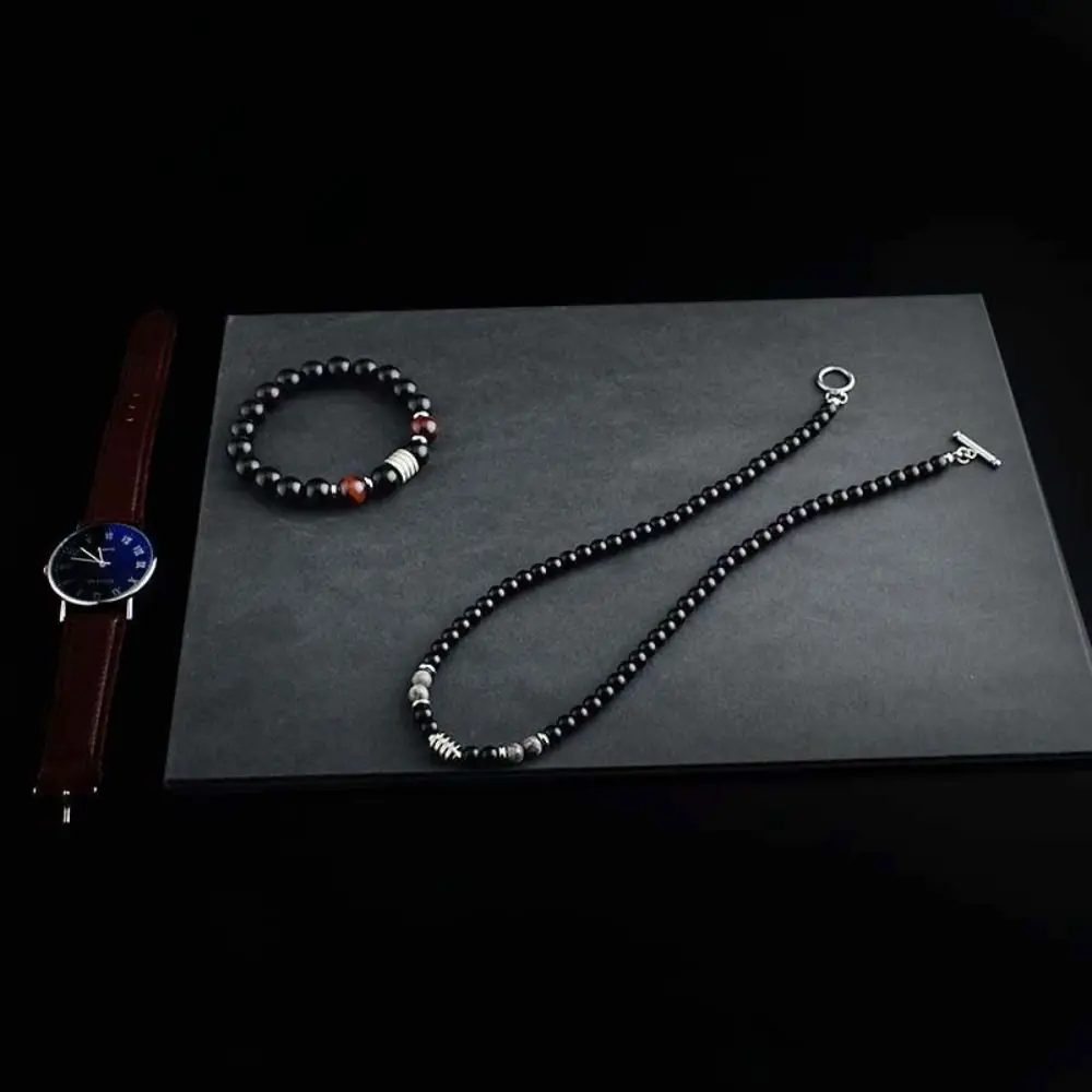 Filo di pietra con perline in acciaio inossidabile semplice catena clavicola ragazza regalo collana di personalità collana di perline da uomo gioielli di moda