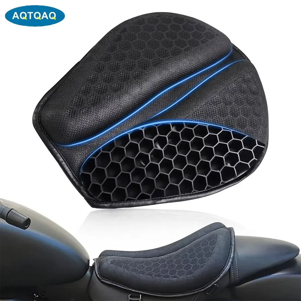 

Foldable Motorcycle Gel Seat Cushion Parts, Large 3D Honeycomb Structure Shock Absorption & Breathable Seat Pad for Long Rides