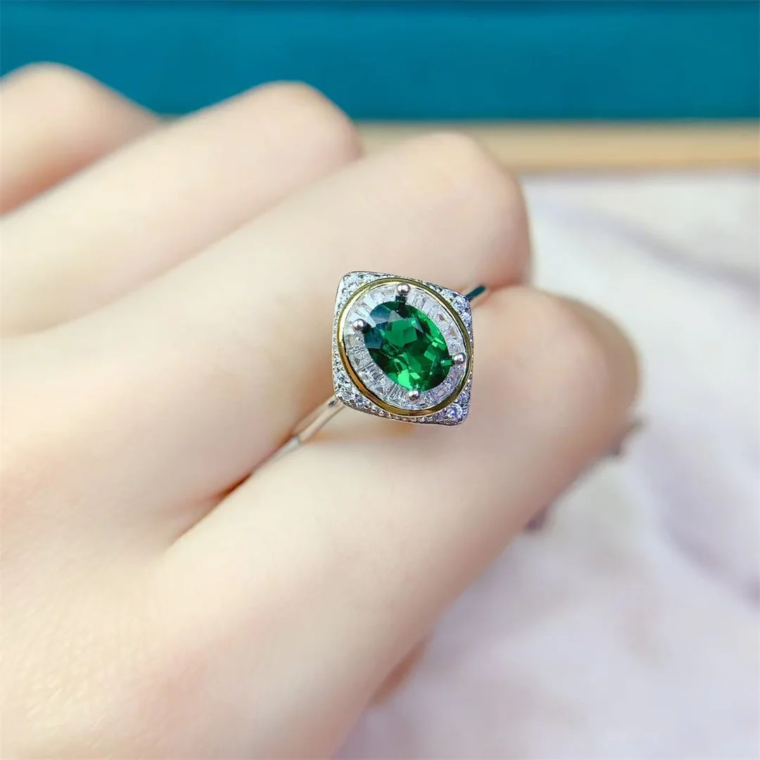 Sophisticated Diopside Ring Sparkling S925 Sterling Silver Modern Gift High Quality Luxury Jewelry Designer Design