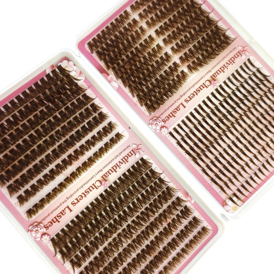 Pestañas por Rizos Marrones HBZGTLAD, 32 Filas, 80/100 Piezas, Naturales, Efecto Espiga 3