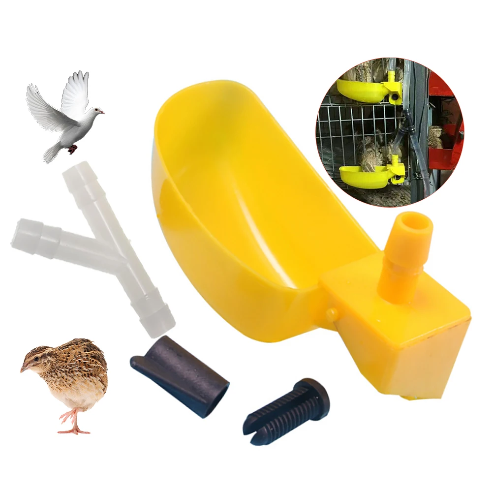 2Sets Automatic Quail Water Bowl Hanging Cage-mounted Waterer Pigeon Drinking Cup Specialized Poultry Bird Dish Right Side Tools