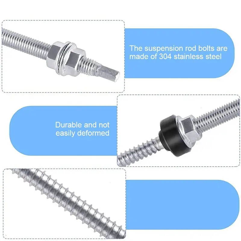 AB46-20Cm Solar Hanger Bolts Solar Panel Roof Mounting Screws M10 Solar PV Panel Mounting Bracket For Fixing Solar Panel 12Pc