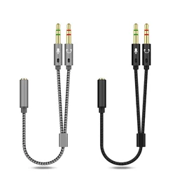 Headphone Splitter Cable for Computer 3.5mm Female to 2 Male 3.5 Jack Mic Audio Y Splitter Microphone Adapter Aux Cable