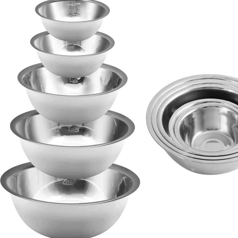 Mixing Bowl Set of 5, Stainless Steel Mixing Bowls, Nesting Whisking Bowl Set for Cooking, Baking, Serving, Food/Salad Prep