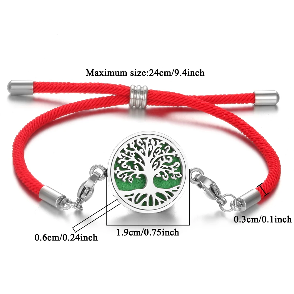 Bracciale per aromaterapia in acciaio inossidabile Corda rossa 12 Animali dello zodiaco cinese Profumo Bracciale con diffusore di olio essenziale Gioielli con aroma