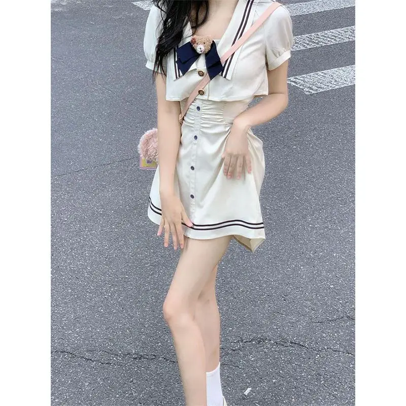 Japan Jk Dress Long Skirt Short Skirt Women'S Mass-Produced Long Sleeve Sailor Collar Dress 2 Piece Set Outfits 2024 New