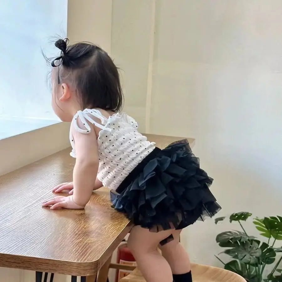 Children\'s Sets Girls Summer Tutu Skirt Two-piece Set High Quality Mesh Cake Skirt Cute Vest Shorts Fashionable Loungewear