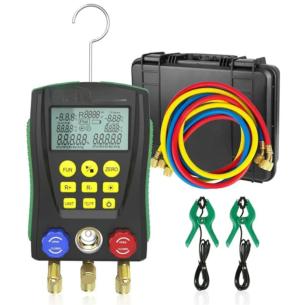 Hot SalesRefrigeration Pressure Gauge Digital Manifold Pressure Gauge Vacuum Pressure Temperature Meter Test Air-Conditioning