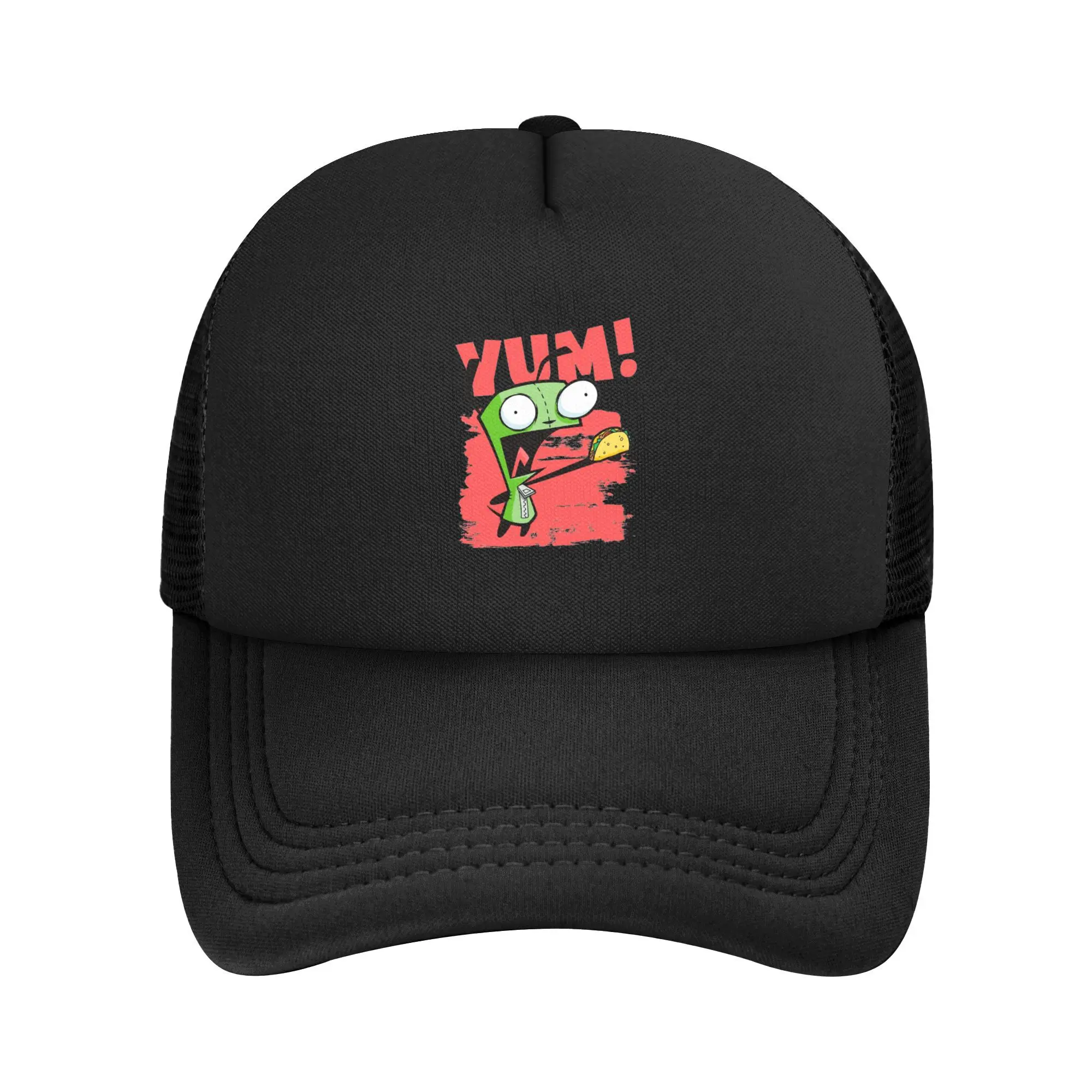

Invader Zim Mesh Бейсболка Унисекс Шляпа дальнобойщика Screaming Yum Taco Hat Дышащие кепки Snapback Dad Hat Летние кепки дальнобойщика