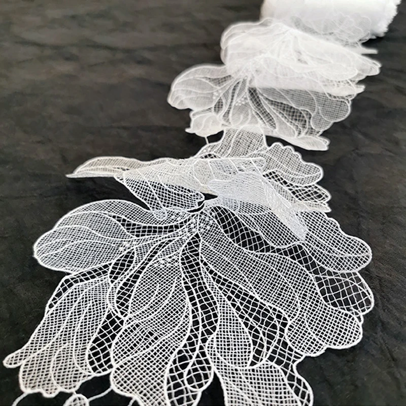 5Pcs White Embroidery Flower Lace Patch For Wedding Dress Repair 18*11CM