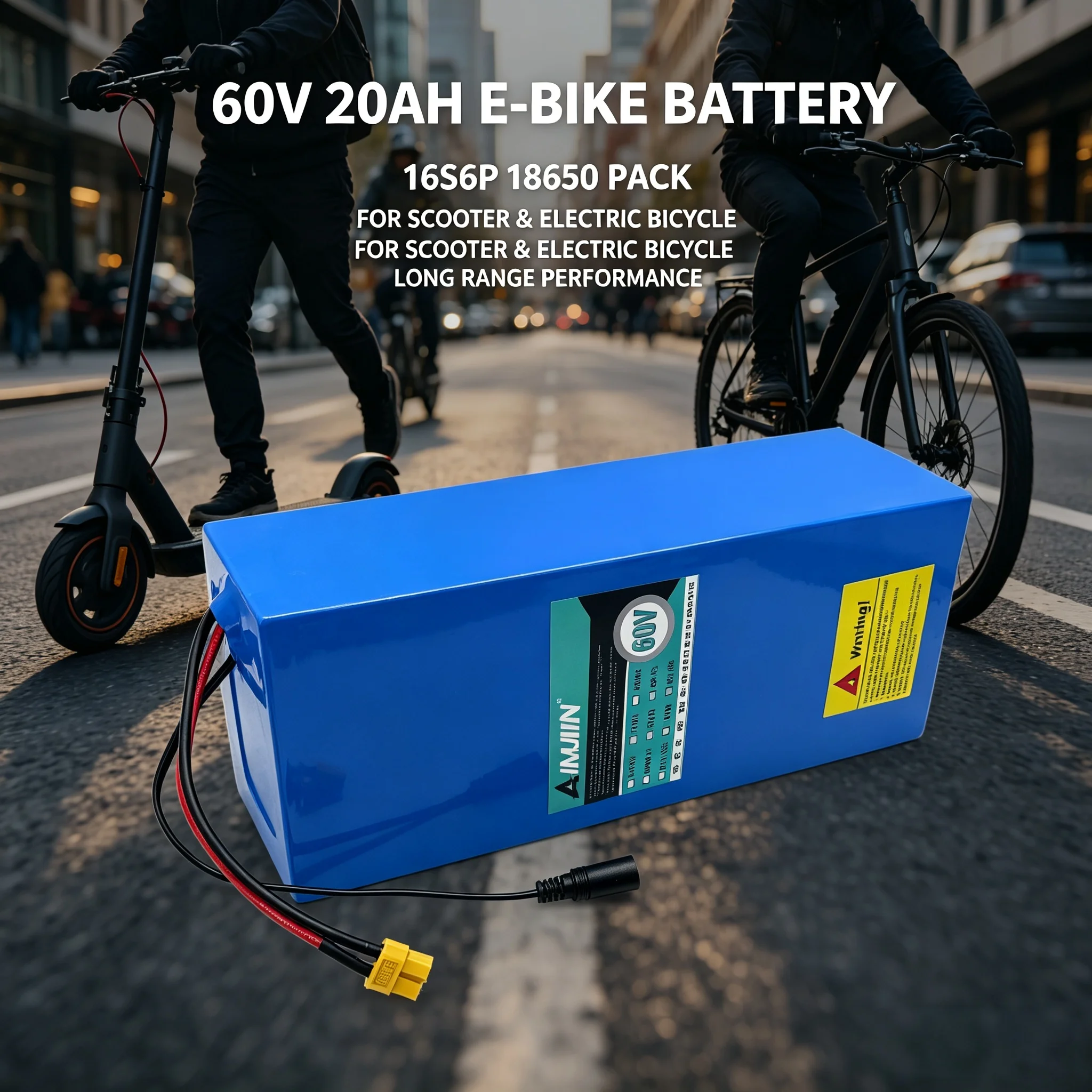 lithium-ion  60V battery pack 16S6P 20000mAh battery pack 2500W high-power lithium battery with built-in BMS