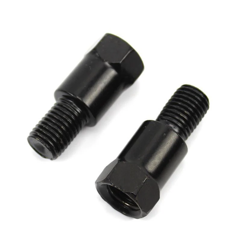 Adaptateur de Rétroviseur en Métal Noir et Argenté, Boulon de Conversion de Filetage dans le Sens Horaire, 8mm, 10mm, 1 Pièce