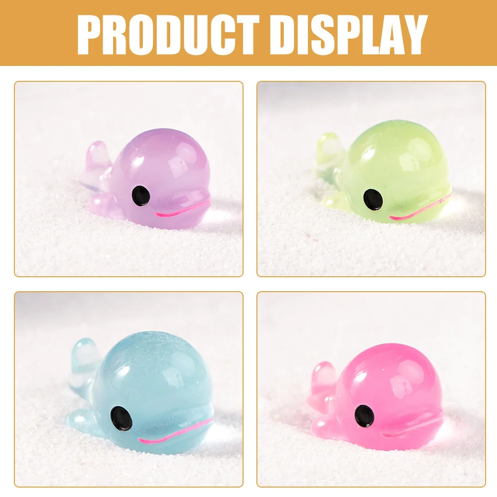 

24Pcs Luminous Dolphin Decorations Mini Resin Animal Decor for Tabletop Garden Bonsai Micro Landscape Tiny Resin Animals