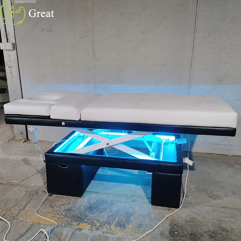 Creative Design Simple Two Motor Treatment Massage Table Adjustable Electric Eye Lash Facial Bed For Salon