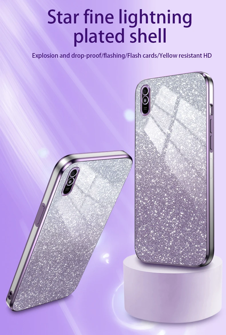 Xiaomi Redmi9A 9AT 전화 케이스 Redmi 9i Redmi 9A 9AT 럭셔리 그라디언트 반짝이 도금 실리콘 뒷면 커버 Funda