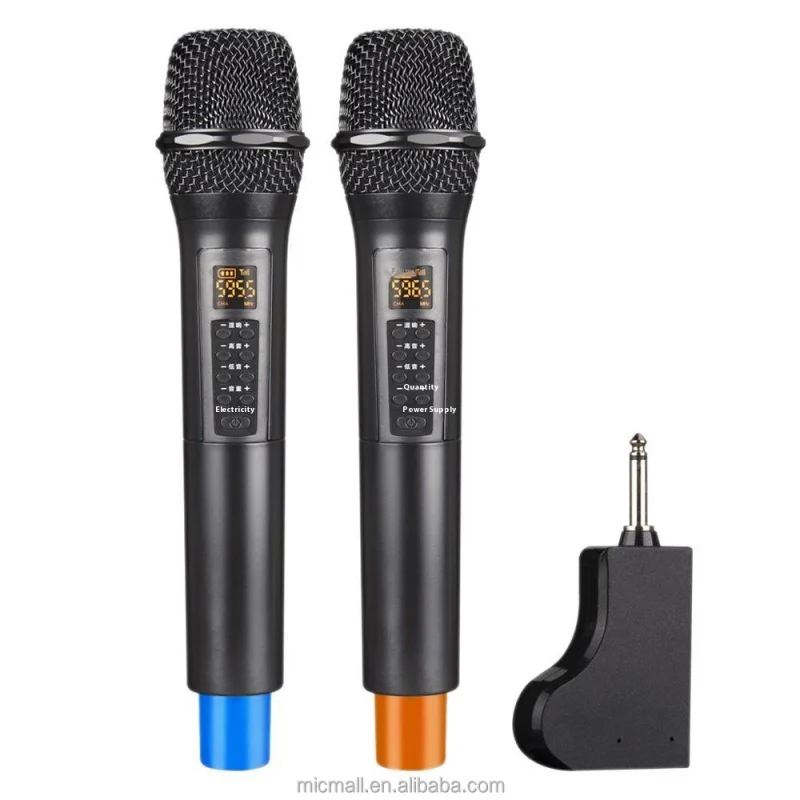 

Professional Wireless 2 Channel UHF Portable Handheld Rechargeable Microphone For Karaoke And Church