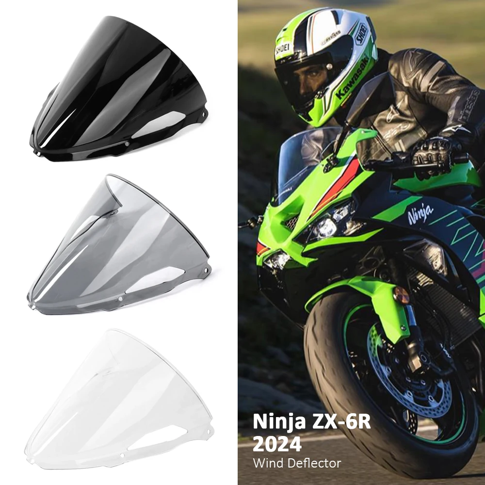 3 Color New Motorcycle Windshield Windscreen Aerodynamics Wind Screen For Kawasaki Ninja ZX-6R ZX6R NINJA ZX 6R 2024