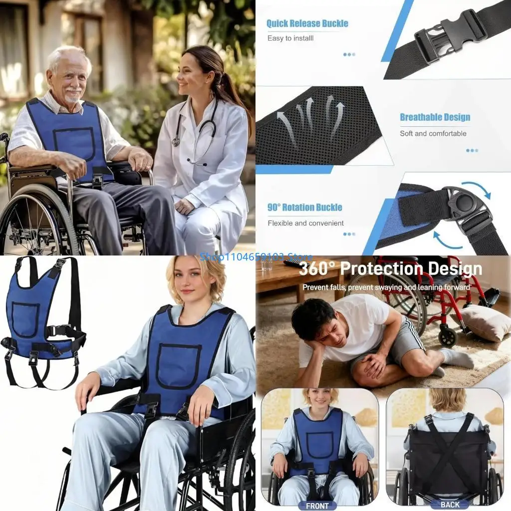 

Anti Fall Wheelchair Security Vest Harness For Paralysis Patients Ergonomic Design Adjustable Straps Nylon Material