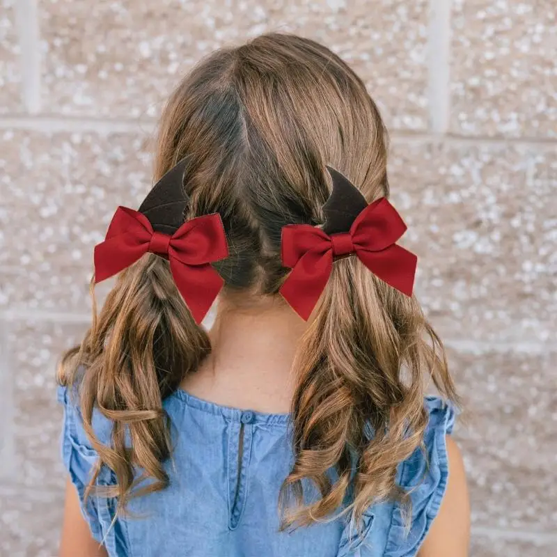 270D Halloween Party Bat Wing Bowknot Hairpin for Women Punk Charm Hair Clip Aesthetics Goth Hair Accessories