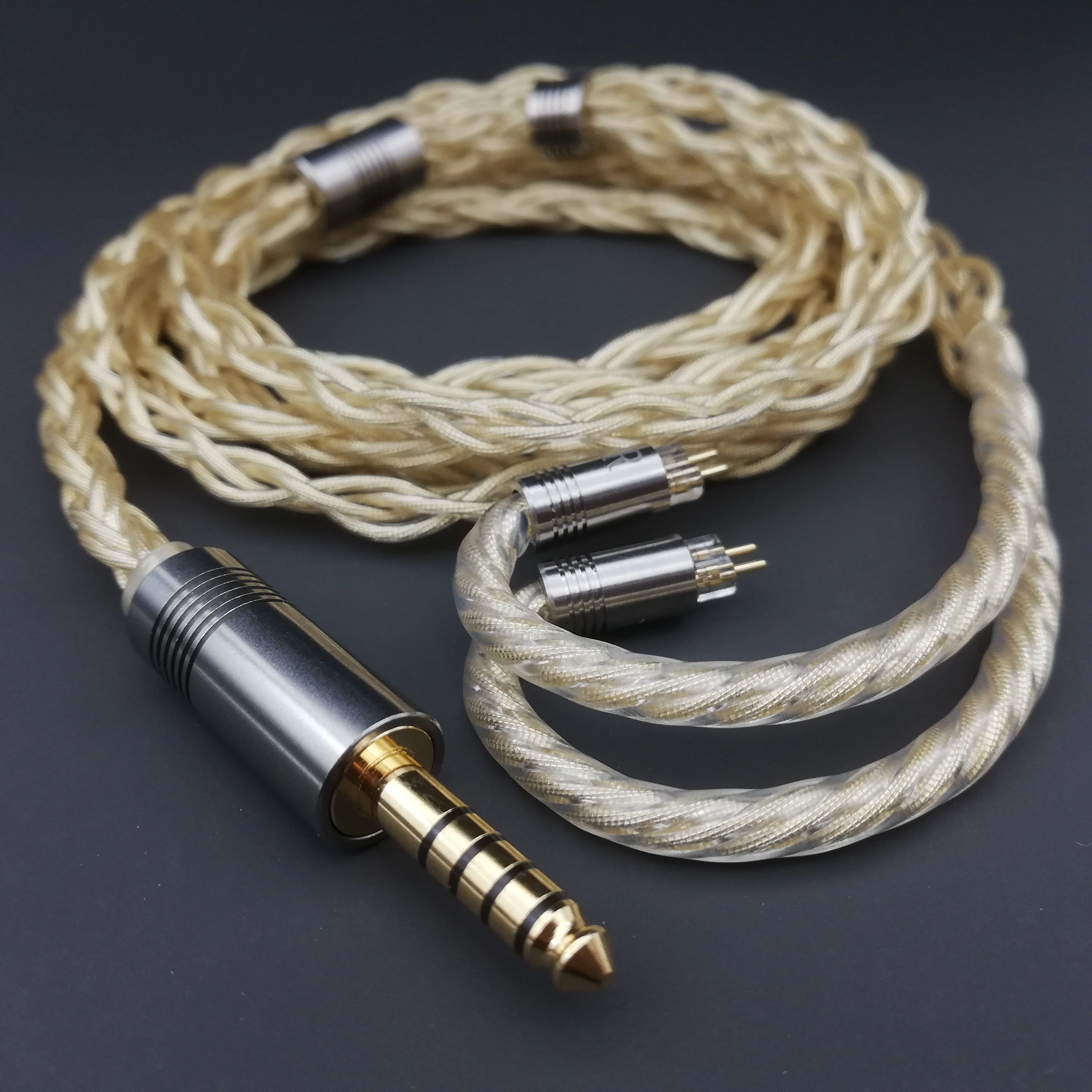 8-strand sterling silver plated gold foil earphone upgrade cable mmcx 2.5/4.4 balanced se84 Senhai ie900 Andromeda earphones