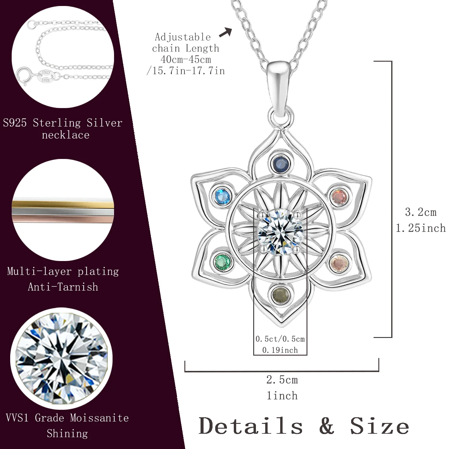 

Ожерелье LAMVOICE из стерлингового серебра S925, подарок для дочери, на День святого Валентина, ожерелье с муассанитом 0,5 карата, ювелирные украшения для женщин