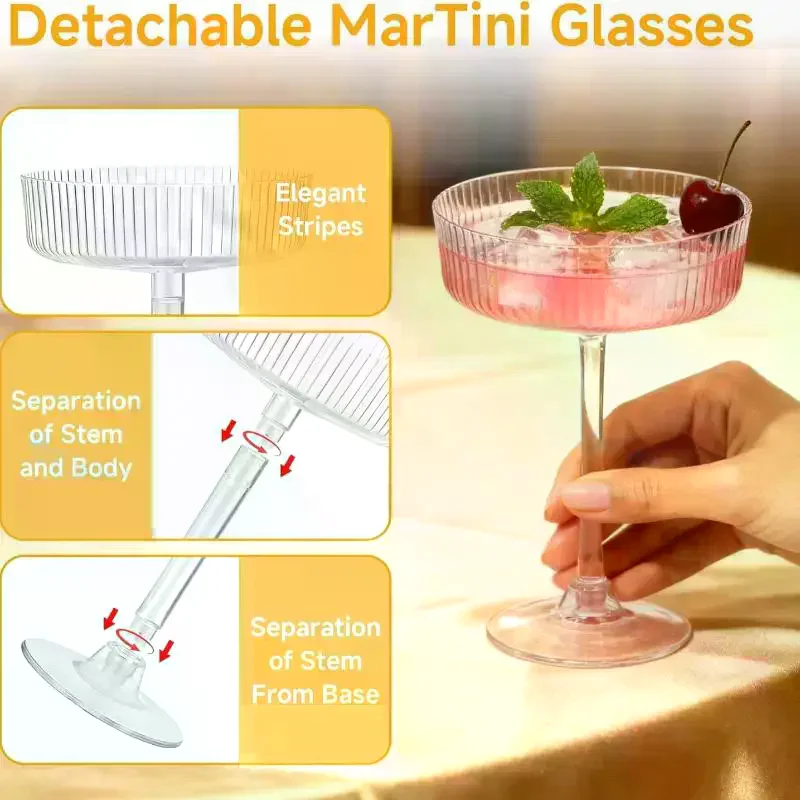 10Pcs Plastic Martini Glasses Dessert Cup Clear Toasting Flutes For Weddings Celebrations Home Bar Usage