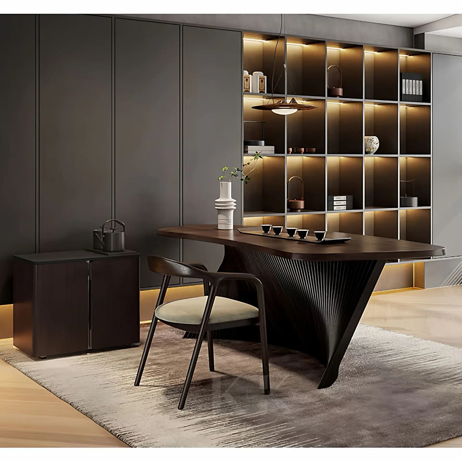 مكتب منضدة من الخشب الصلب بتصميم عتيق على الطراز الإيطالي البسيط على شكل خاص #3