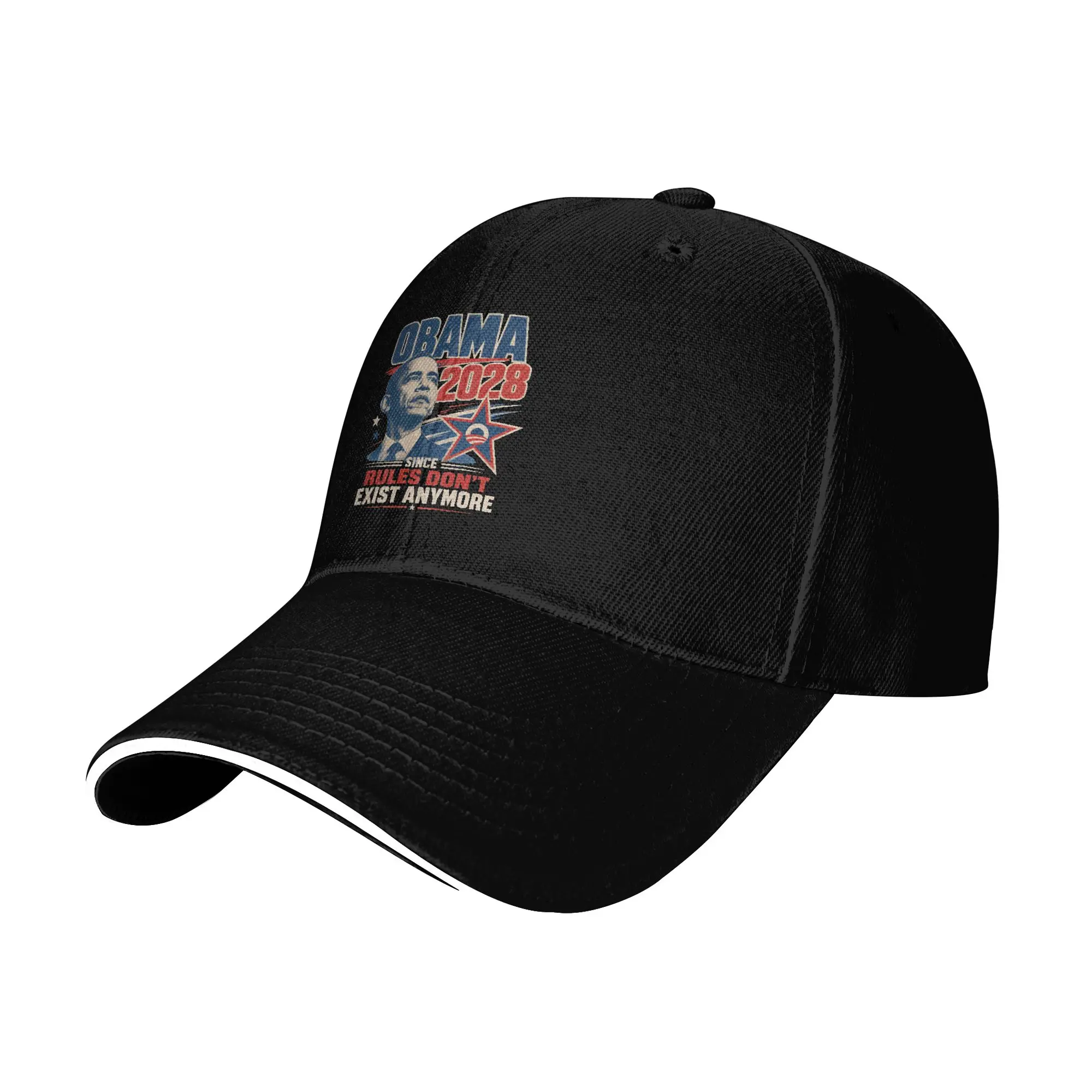 Obama 2028 Since Rules Don't Exist Anymore Sandwich Cap Unisex Fashion Baseball Satire High Quality Sports All seasons Hat Adult