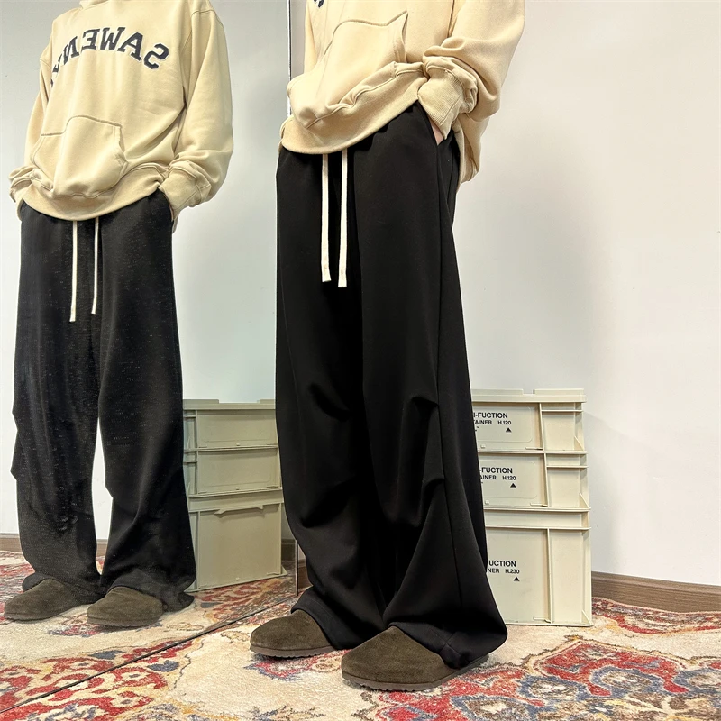 

Streetwear Jogger Sweatpants Men Wide-leg Harem Pants Woman Korean Fashion Straight-leg Pants Elastic Waist Loose Trousers