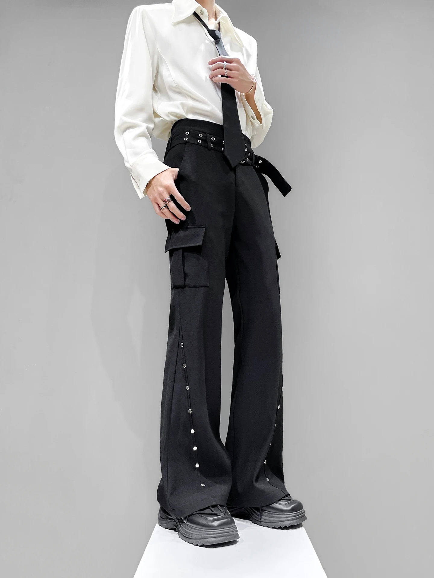 

Мужские брюки Original Rivet Workwear: расклешенные, широкие, свободного прямого кроя, в уличном стиле, модные, длинные