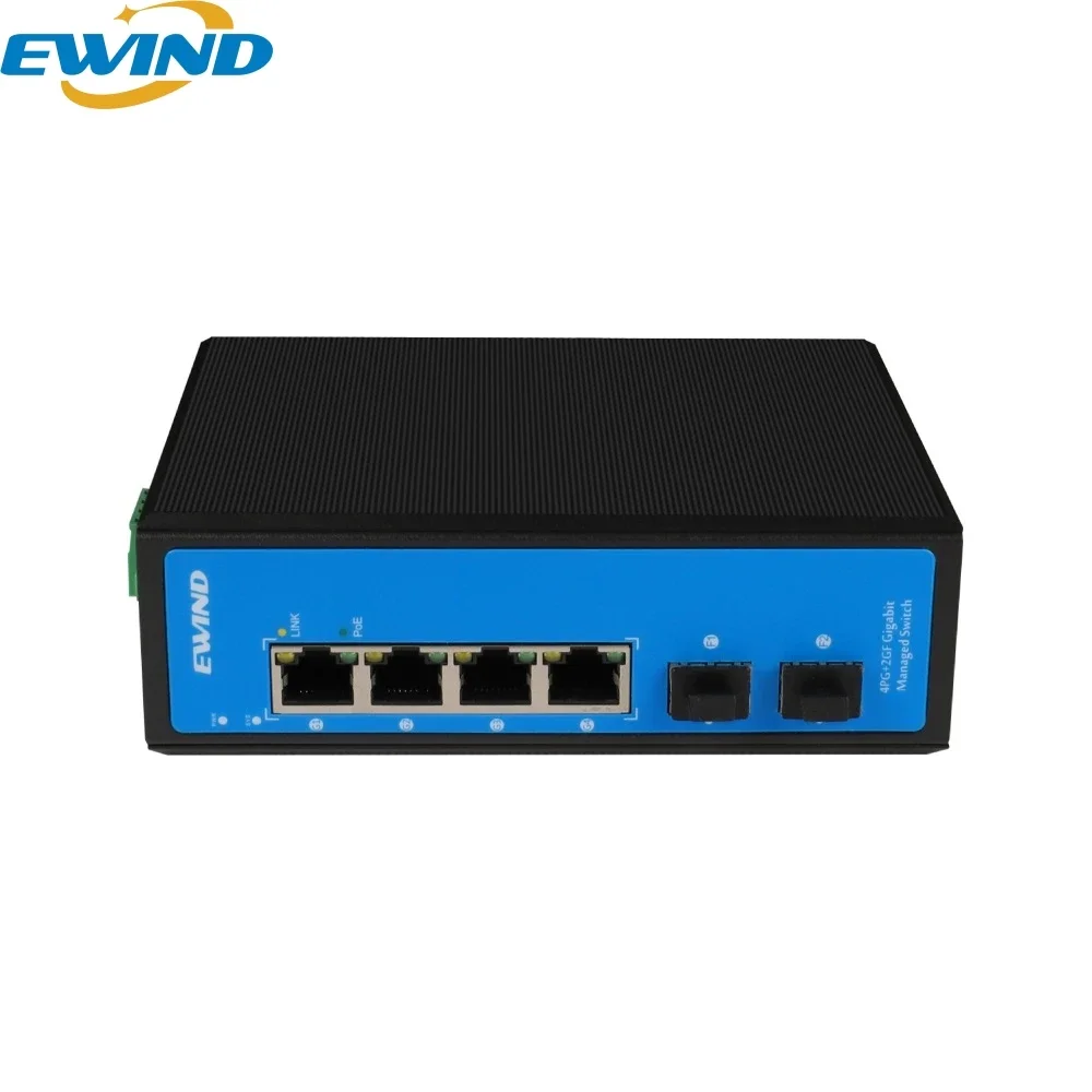 Ewind Industrial Poe Switch 8 Ports 1000/m Gigabit Uplink verwalteter Netzwerk-Switch Ethernet-Switch für Outdoor-Industrie